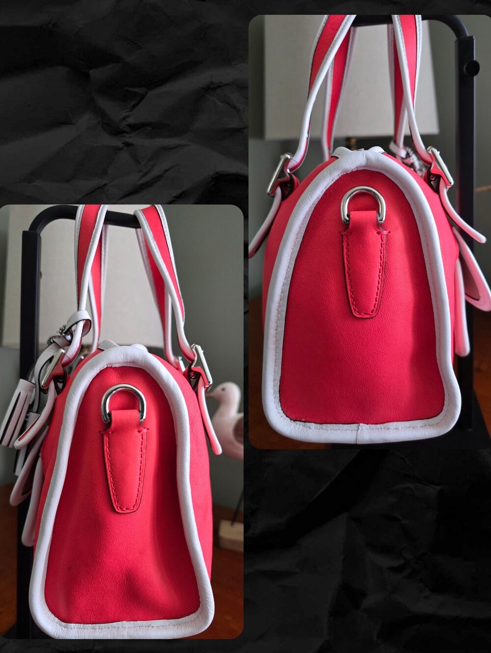 Coach Legacy Archive Turnlock Satchel Watermelon Pink Leather Crossbody Charm - Picture 3 of 16